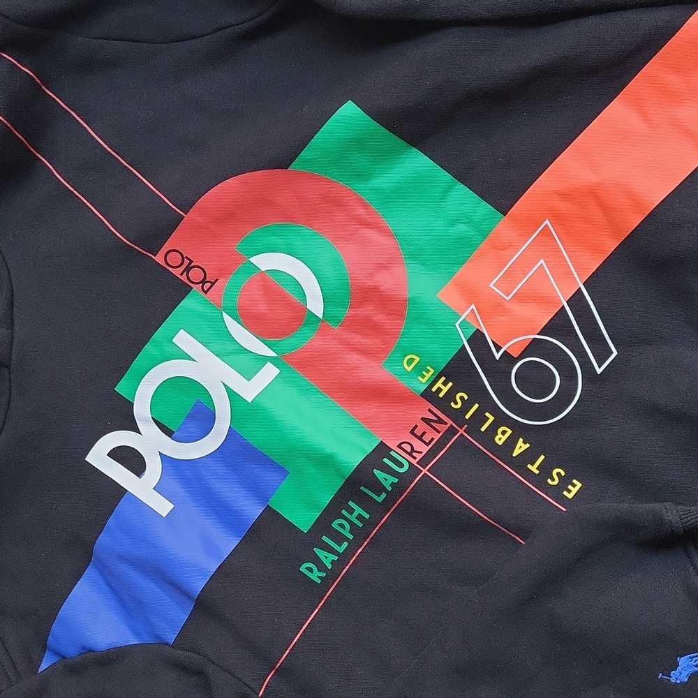 NWT$249 Polo Ralph Lauren Colorblock Logo Print Fleece Hoodie Sweatshirt M - Picture 9 of 16